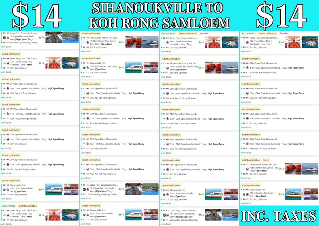 Ferry timetable sihanoukville to koh rong samloem